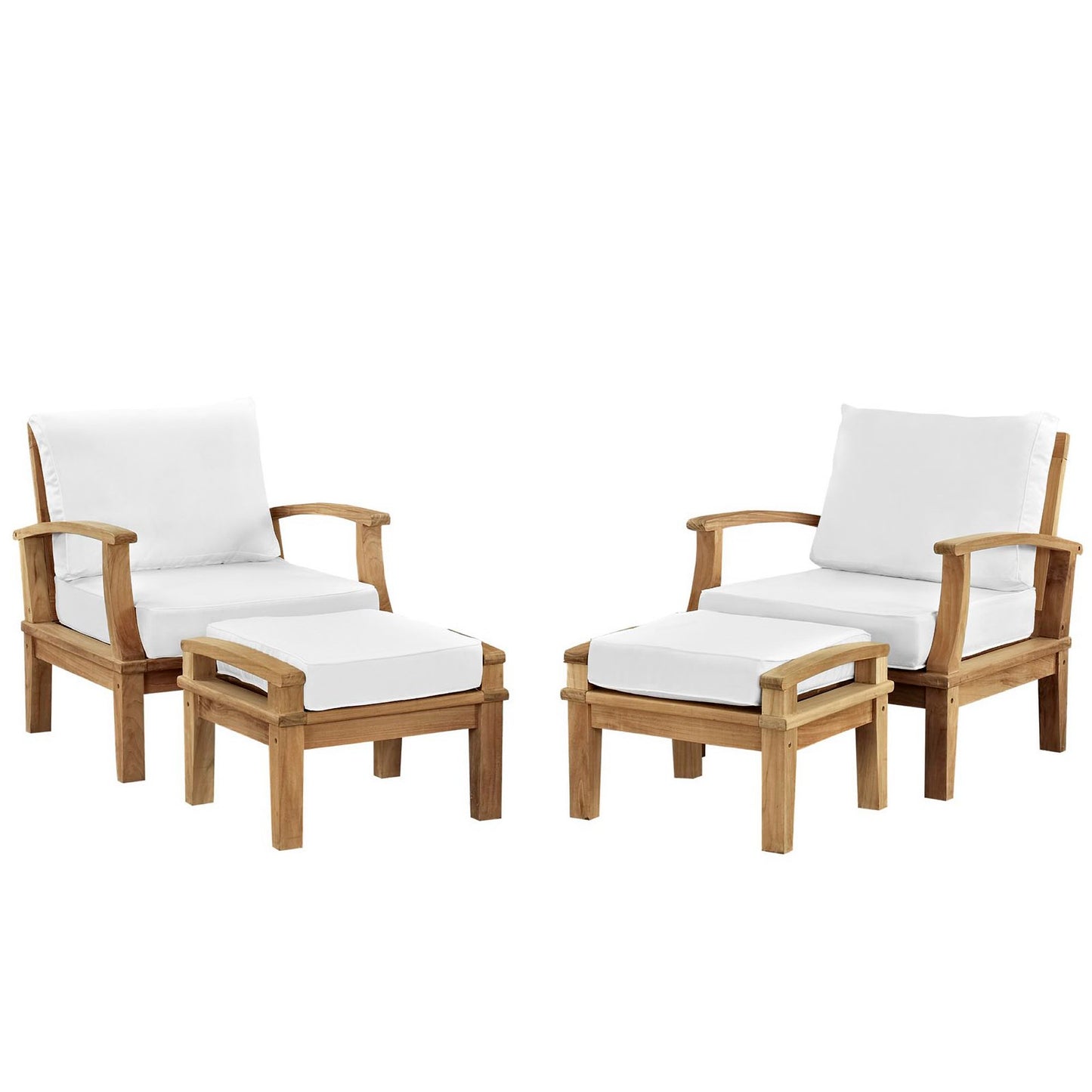 Marina 4 Piece Outdoor Patio Teak Furniture Set in Natural White by Modway (1537)