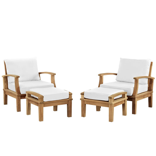 Marina 4 Piece Outdoor Patio Teak Furniture Set in Natural White by Modway (1537)