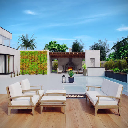 Marina 6 Piece Outdoor Patio Teak Furniture Set in Natural White by Modway (1597)