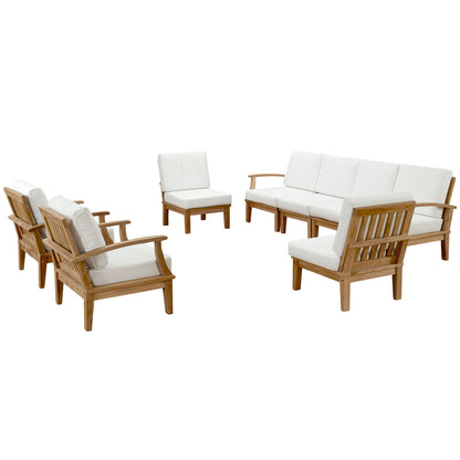 Marina 8 Piece Outdoor Patio Teak Set in Natural White by Modway