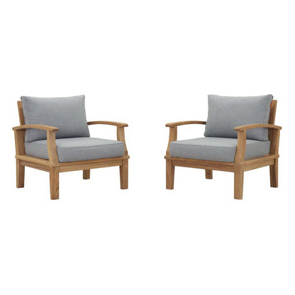Marina 2 Piece Outdoor Patio Teak Furniture Set in Natural Gray by Modway (1819)