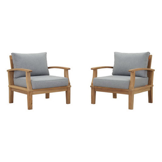 Marina 2 Piece Outdoor Patio Teak Furniture Set in Natural Gray by Modway (1819)