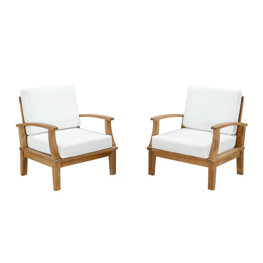 Marina 2 Piece Outdoor Patio Teak Furniture Set in Natural White by Modway (1819)