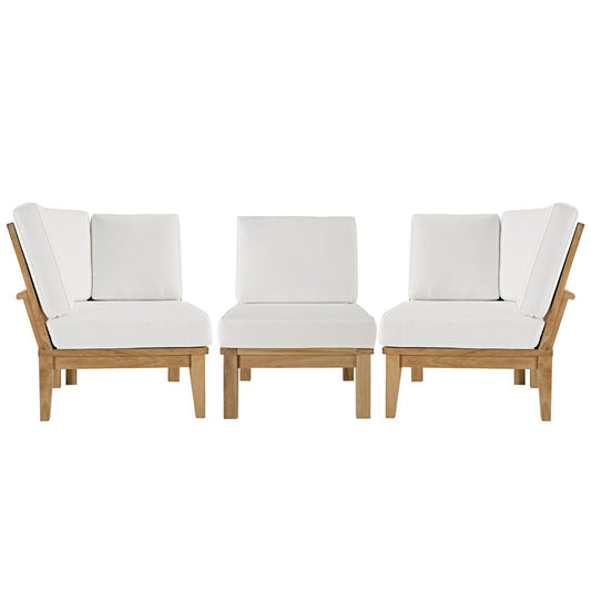 Marina 3 Piece Outdoor Patio Teak Furniture Set in Natural White by Modway (1820)