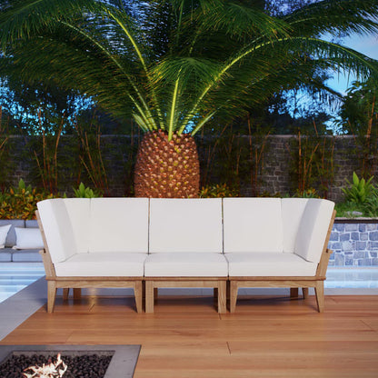 Marina 3 Piece Outdoor Patio Teak Furniture Set in Natural White by Modway (1820)