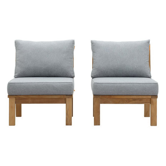 Marina 2 Piece Outdoor Patio Teak Furniture Set in Natural Gray by Modway (1821)