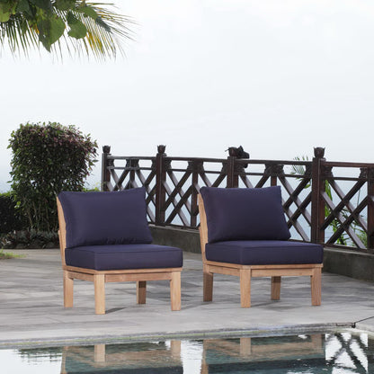 Marina 2 Piece Outdoor Patio Teak Furniture Set in Natural Navy by Modway (1821)