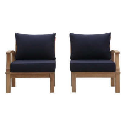 Marina 2 Piece Outdoor Patio Teak Furniture Set in Natural Navy by Modway (1822)
