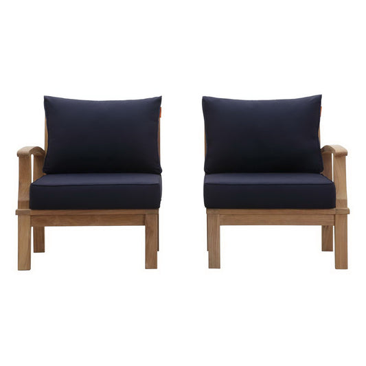 Marina 2 Piece Outdoor Patio Teak Furniture Set in Natural Navy by Modway (1822)
