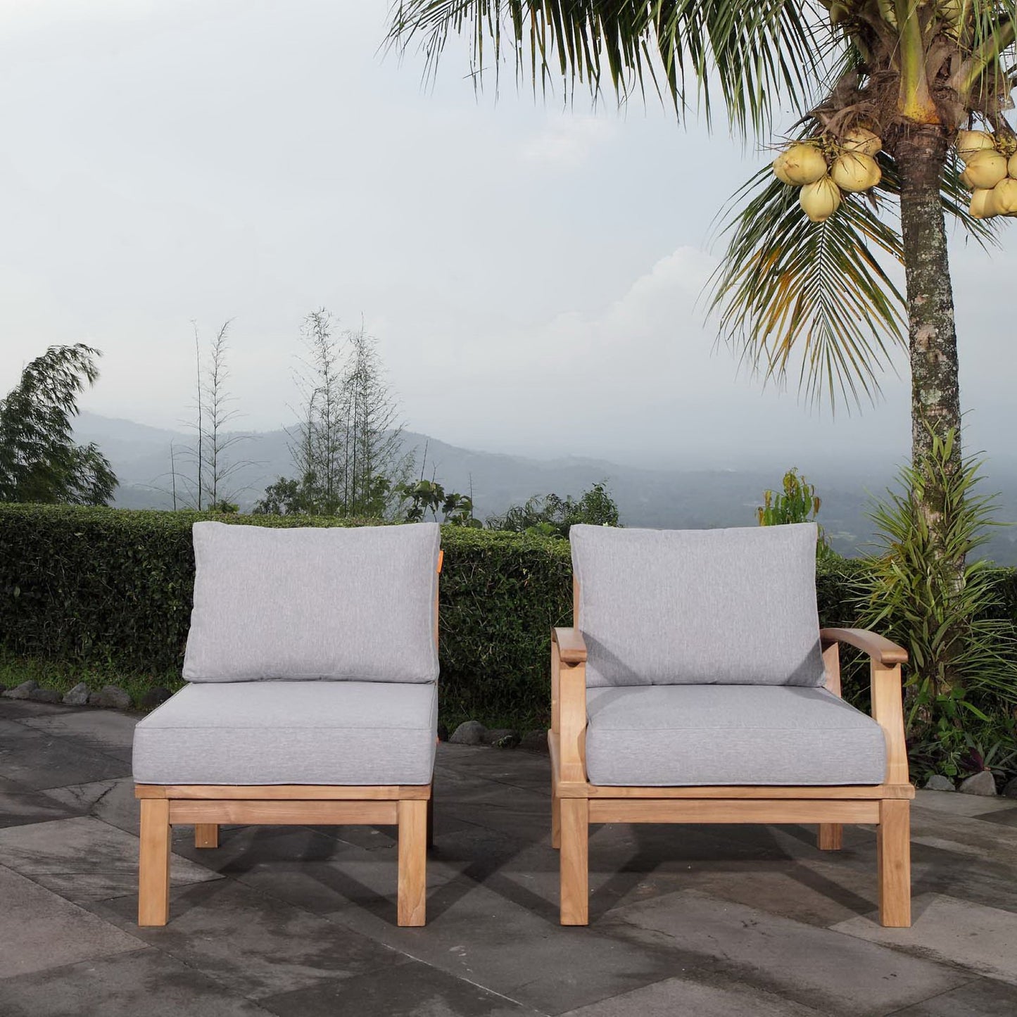 Marina 2 Piece Outdoor Patio Teak Furniture Set in Natural Gray by Modway (1823)
