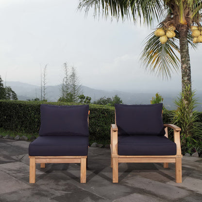 Marina 2 Piece Outdoor Patio Teak Furniture Set in Natural Navy by Modway (1823)