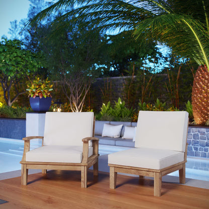 Marina 2 Piece Outdoor Patio Teak Furniture Set in Natural White by Modway (1823)