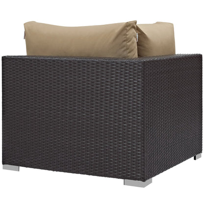 Convene Outdoor Patio Wicker Rattan Corner Chair in Espresso Mocha by Modway