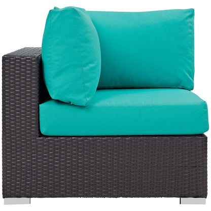Convene Outdoor Patio Corner in Espresso Turquoise by Modway (EEI-1840)