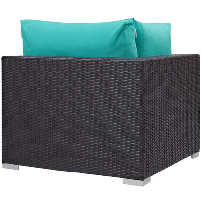 Convene Outdoor Patio Corner in Espresso Turquoise by Modway (EEI-1840)