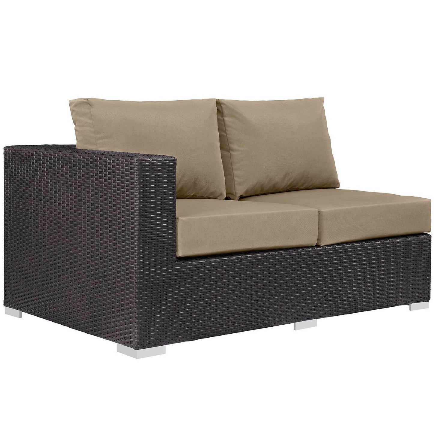 Convene Outdoor Patio Left Arm Loveseat in Espresso Mocha by Modway (EEI-1842)