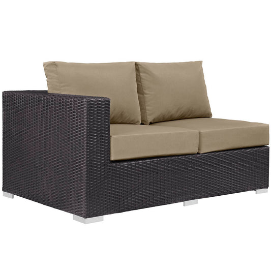 Convene Outdoor Patio Left Arm Loveseat in Espresso Mocha by Modway (EEI-1842)