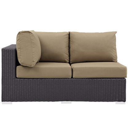 Convene Outdoor Patio Left Arm Loveseat in Espresso Mocha by Modway (EEI-1842)