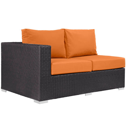 Convene Outdoor Patio Left Arm Loveseat in Espresso Orange by Modway (EEI-1842)
