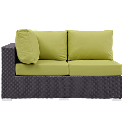 Convene Outdoor Patio Left Arm Loveseat in Espresso Peridot by Modway (EEI-1842)