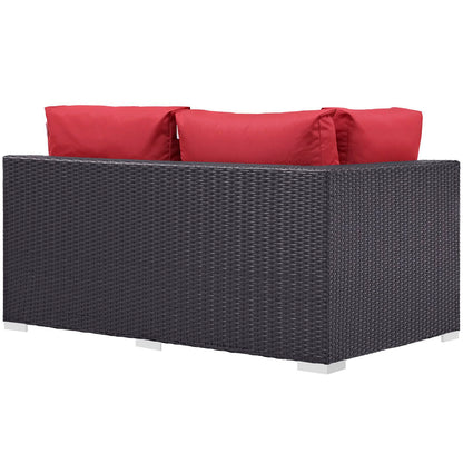 Convene Outdoor Patio Left Arm Loveseat in Espresso Red by Modway (EEI-1842)