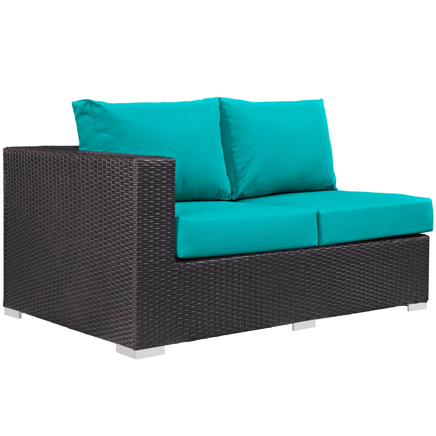 Convene Outdoor Patio Left Arm Loveseat in Espresso Turquoise by Modway (EEI-1842)