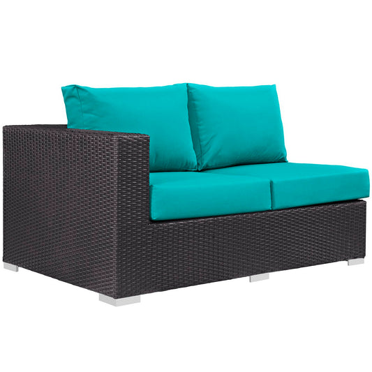 Convene Outdoor Patio Left Arm Loveseat in Espresso Turquoise by Modway (EEI-1842)