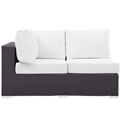Convene Outdoor Patio Left Arm Loveseat in Espresso White by Modway (EEI-1842)