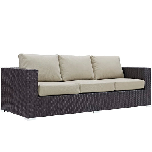 Convene Outdoor Patio Sofa in Espresso Beige by Modway (EEI-1844)