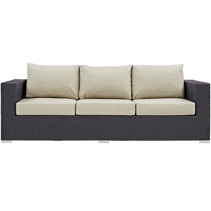 Convene Outdoor Patio Sofa in Espresso Beige by Modway (EEI-1844)