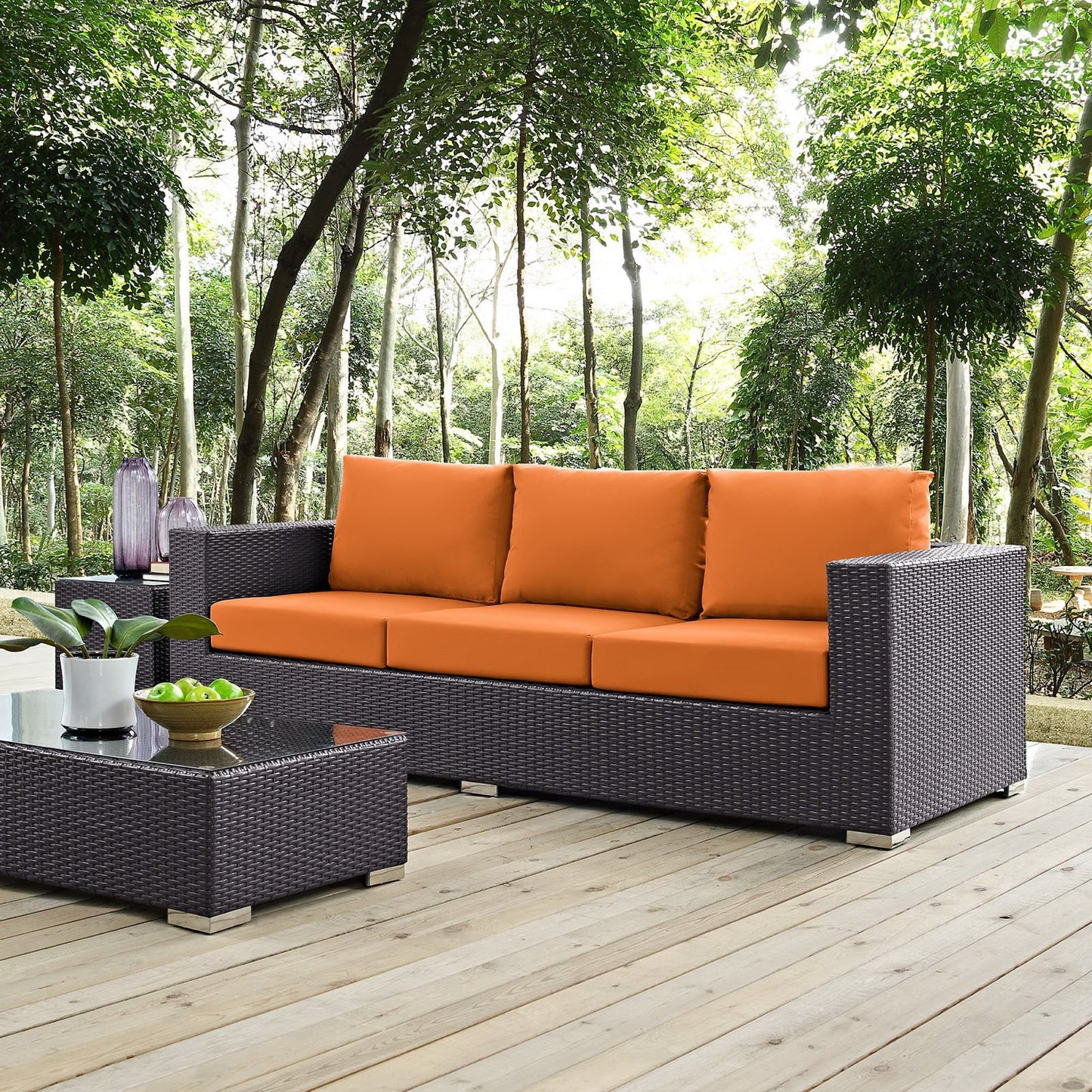 Convene Outdoor Patio Sofa in Espresso Orange by Modway (EEI-1844)
