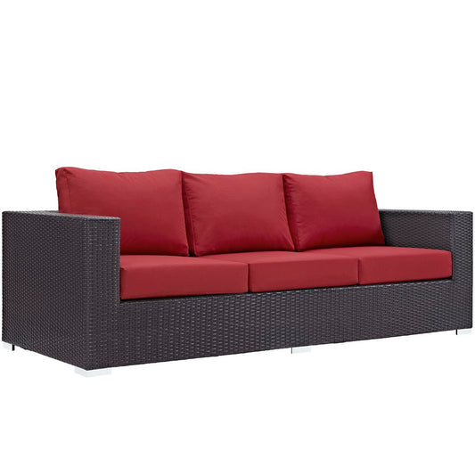 Convene Outdoor Patio Sofa in Espresso Red by Modway (EEI-1844)