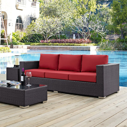 Convene Outdoor Patio Sofa in Espresso Red by Modway (EEI-1844)