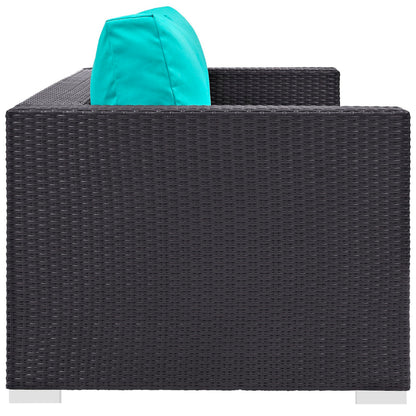 Convene Outdoor Patio Sofa in Espresso Turquoise by Modway (EEI-1844)