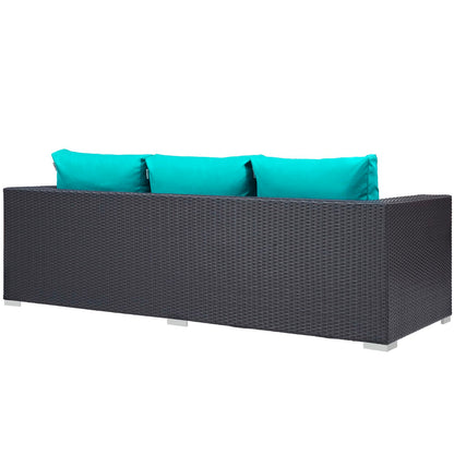 Convene Outdoor Patio Sofa in Espresso Turquoise by Modway (EEI-1844)