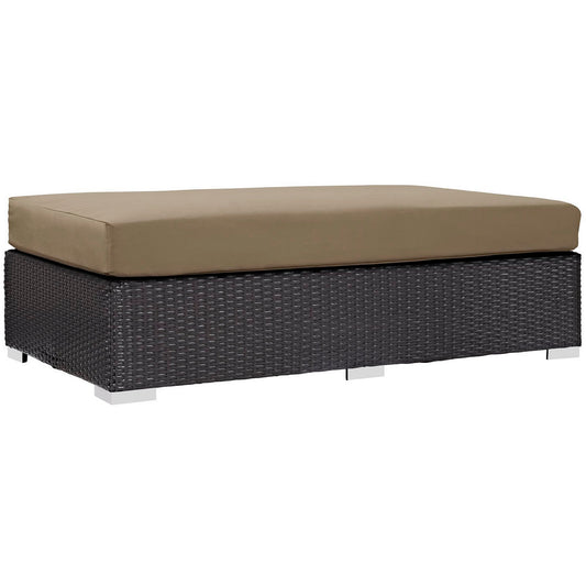 Convene Outdoor Patio Fabric Rectangle Ottoman in Espresso Mocha by Modway (EEI-1847)
