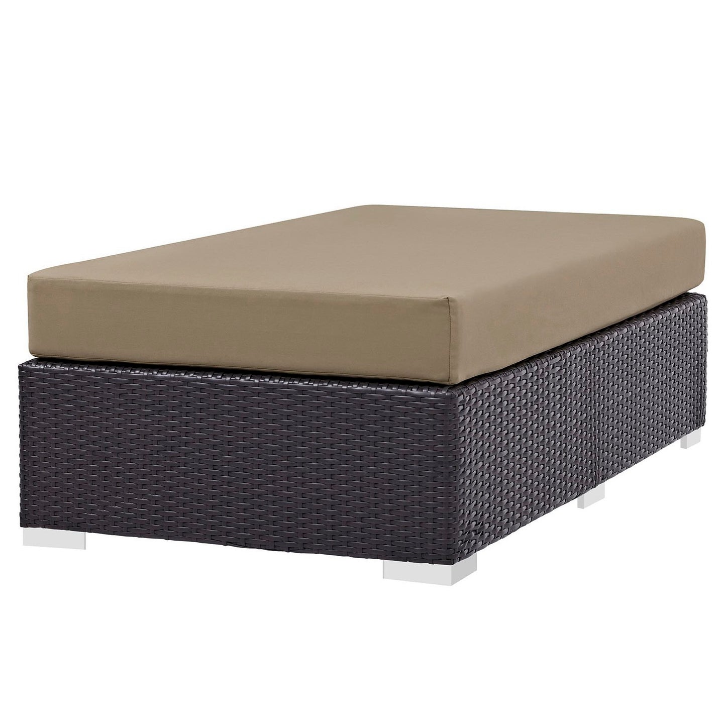 Convene Outdoor Patio Fabric Rectangle Ottoman in Espresso Mocha by Modway (EEI-1847)