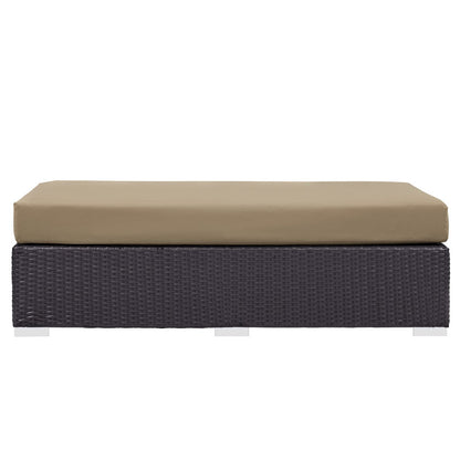 Convene Outdoor Patio Fabric Rectangle Ottoman in Espresso Mocha by Modway (EEI-1847)