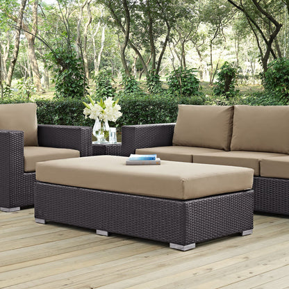 Convene Outdoor Patio Fabric Rectangle Ottoman in Espresso Mocha by Modway (EEI-1847)