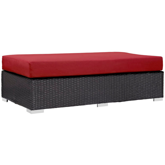 Convene Outdoor Patio Fabric Rectangle Ottoman in Espresso Red by Modway (EEI-1847)