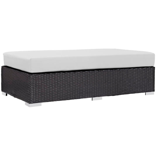 Convene Outdoor Patio Fabric Rectangle Ottoman in Espresso White by Modway (EEI-1847)