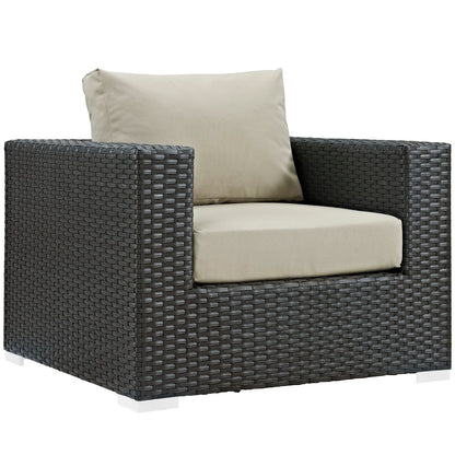 Sojourn Outdoor Patio Sunbrella Armchair in Canvas Antique Beige by Modway (1850)