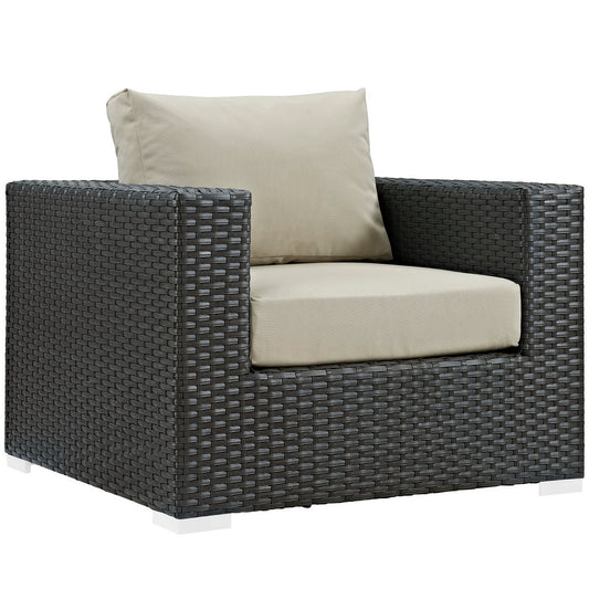 Sojourn Outdoor Patio Sunbrella Armchair in Canvas Antique Beige by Modway (1850)