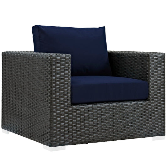 Sojourn Outdoor Patio Sunbrella Armchair in Canvas Navy by Modway (1850)