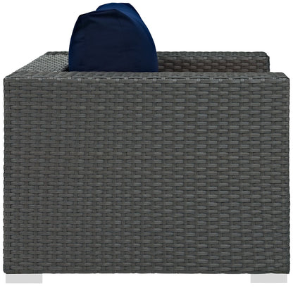Sojourn Outdoor Patio Sunbrella Armchair in Canvas Navy by Modway (1850)