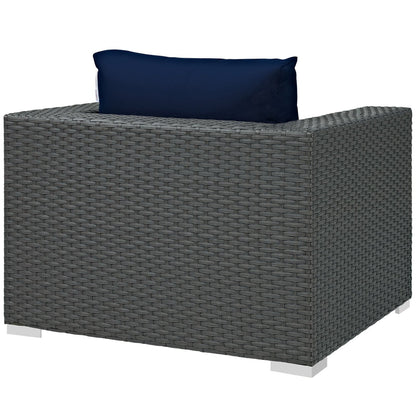 Sojourn Outdoor Patio Sunbrella Armchair in Canvas Navy by Modway (1850)