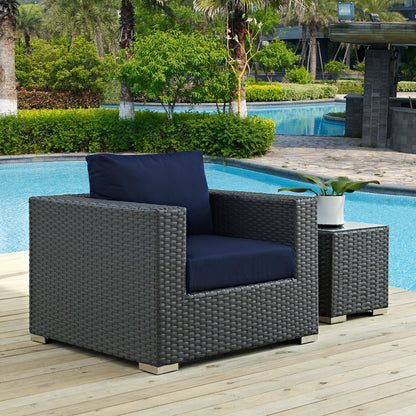 Sojourn Outdoor Patio Sunbrella Armchair in Canvas Navy by Modway (1850)