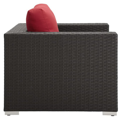 Sojourn Outdoor Patio Sunbrella Armchair in Canvas Red by Modway (1850)