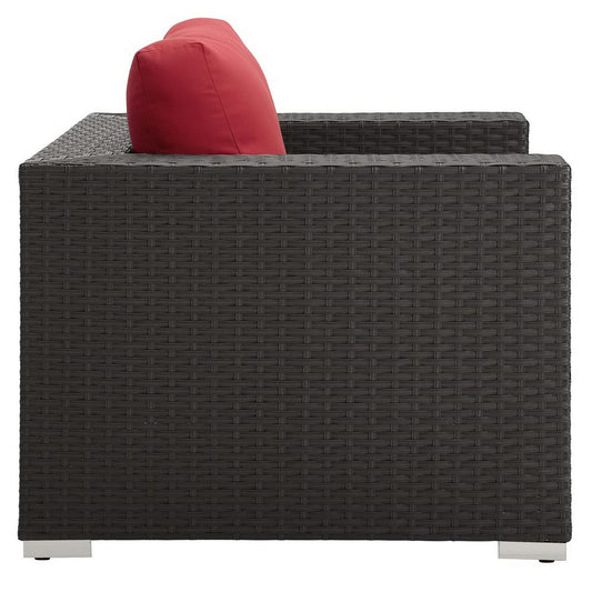Sojourn Outdoor Patio Sunbrella Armchair in Canvas Red by Modway (1850)