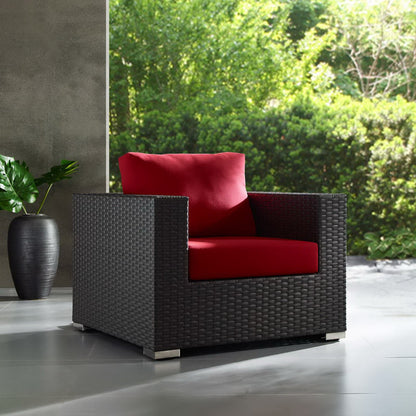 Sojourn Outdoor Patio Sunbrella Armchair in Canvas Red by Modway (1850)